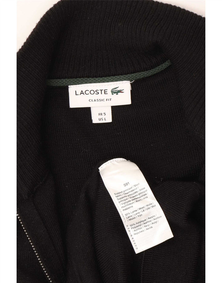 Suéter cardigã masculino Lacoste Classic Fit tamanho 5 grande lã preta