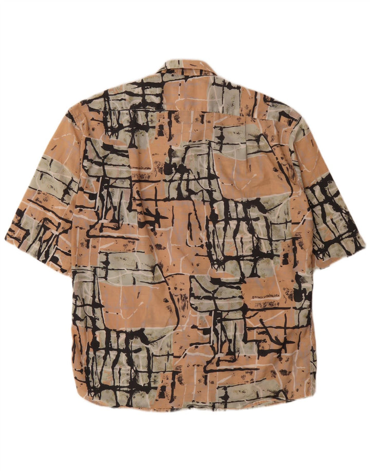 Camisa masculina vintage abstrata padrão manga curta grande multicolorida