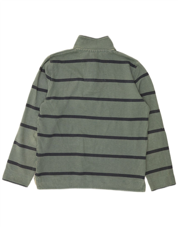 Suéter masculino J. Crew com zíper e gola em algodão listrado verde médio