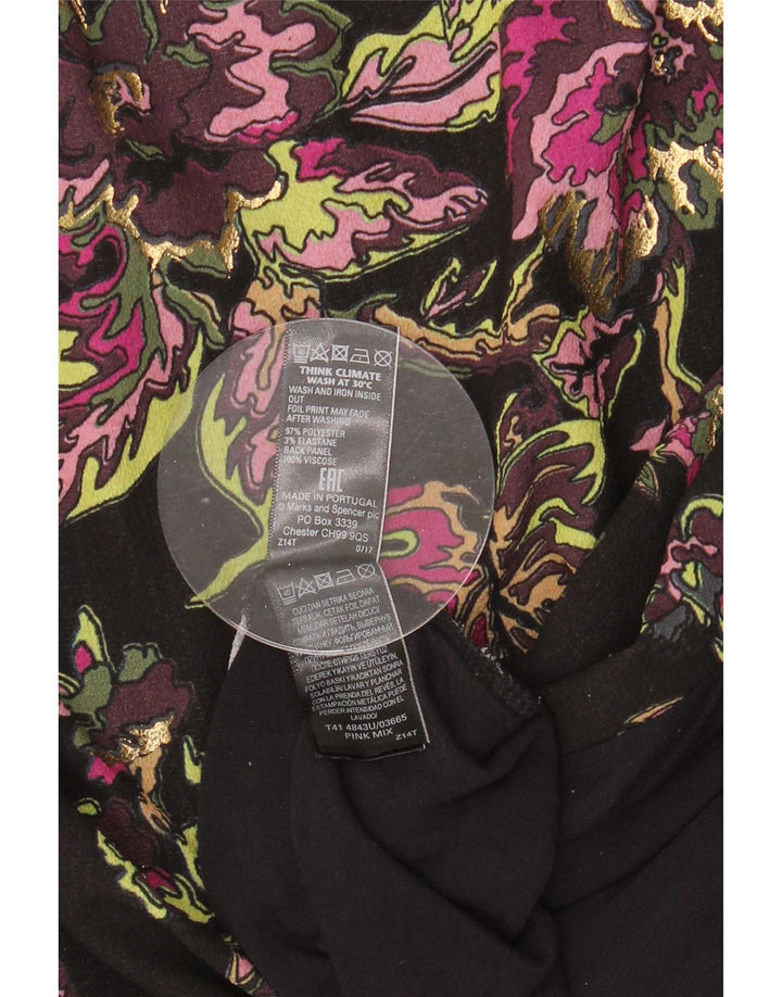 Blusa feminina Marks & Spencer UK 22 3XL poliéster floral preto