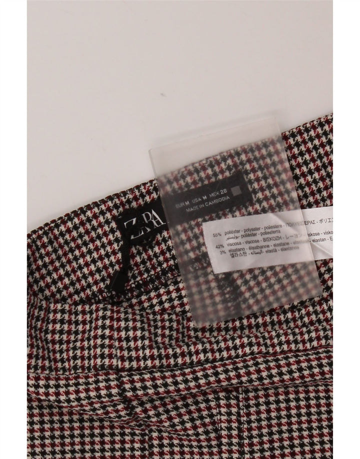 Calça skinny feminina Zara médio vermelho houndstooth poliéster