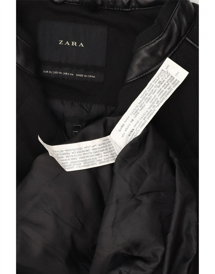 Colete acolchoado masculino Zara UK 42 XL preto poliéster