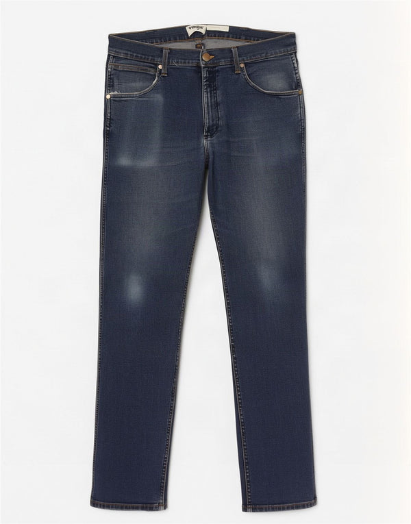 Wrangler Mens Regular Fit Jeans Reta W34 L32 Azul Algodão