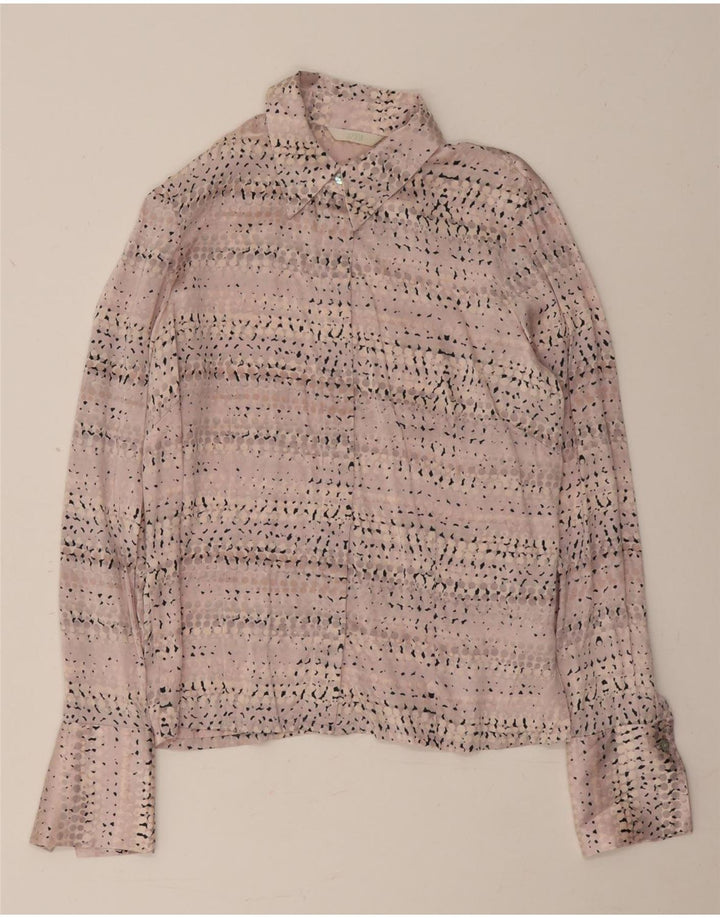 Blusa feminina Marks & Spencer Reino Unido 12 seda manchada rosa médio