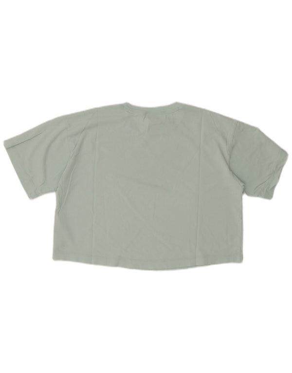 Camiseta feminina CHAMPION com estampa gráfica UK 14 algodão turquesa médio