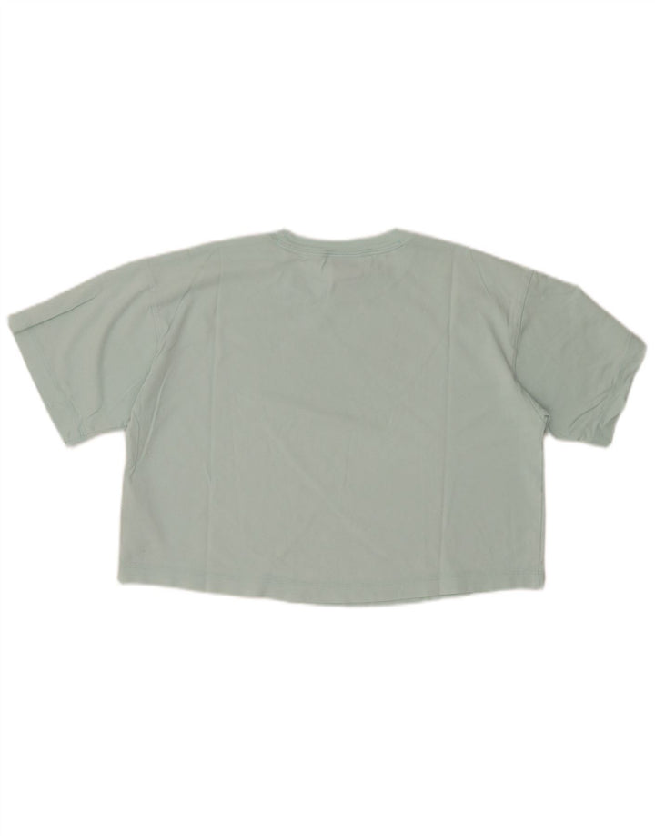 Camiseta feminina CHAMPION com estampa gráfica UK 14 algodão turquesa médio