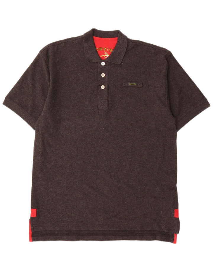 Camisa polo masculina Orvis algodão manchado cinza médio