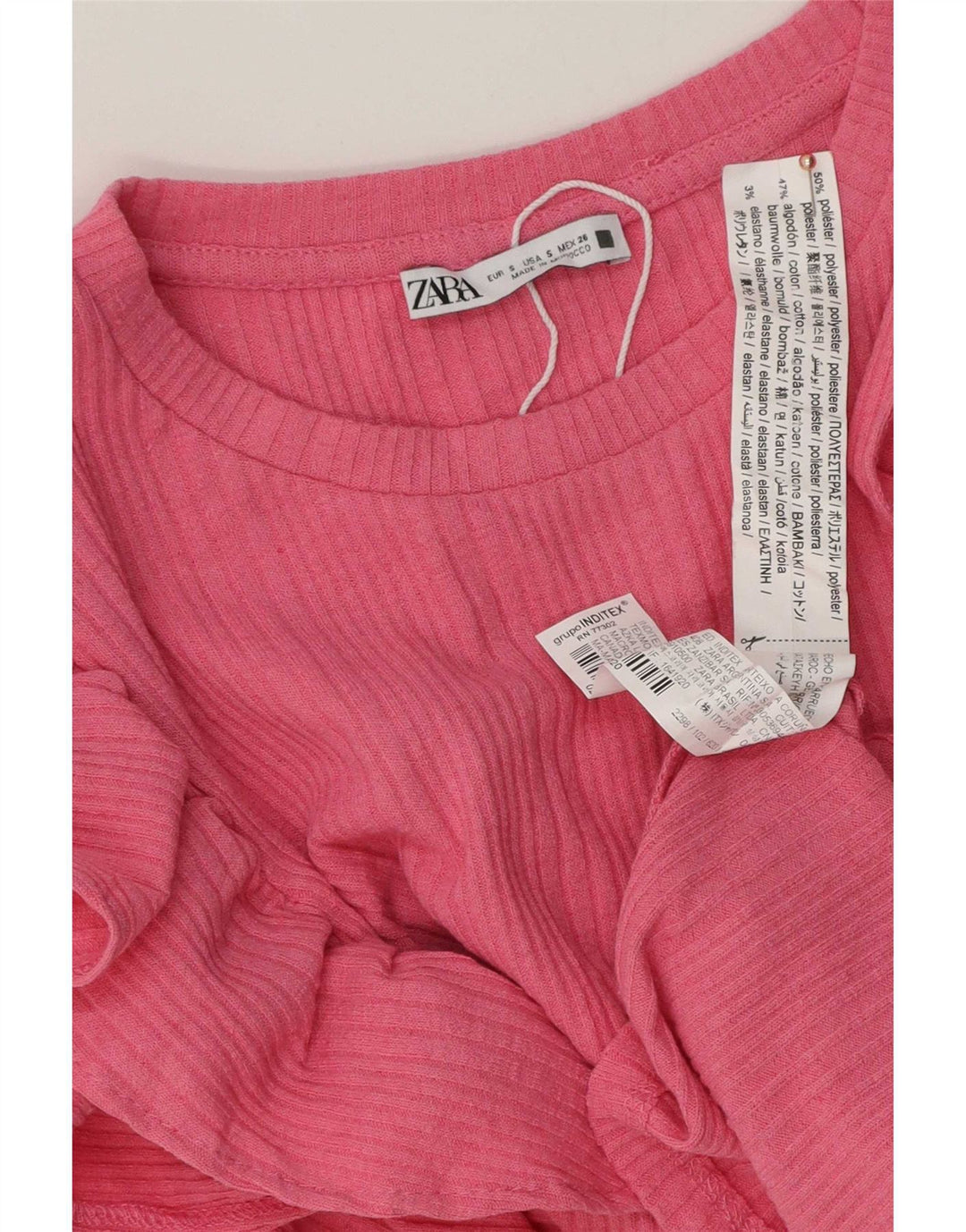 Zara Blusa Feminina Top UK 10 Pequena Rosa Poliéster