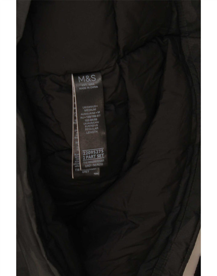 Casaco acolchoado com capuz masculino Marks & Spencer UK 38 camuflagem cinza médio