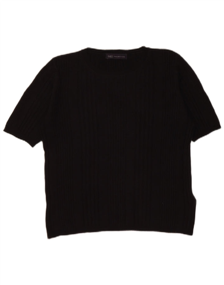 Suéter feminino Marks & Spencer com gola redonda Reino Unido 12 médio preto