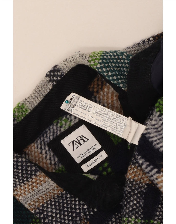 Camisa masculina Zara XL poliéster xadrez multicolorido