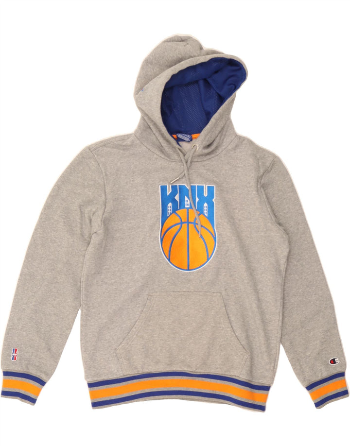 CHAMPION Mens Knicks Graphic Hoodie Jumper Small Grey Cotton Vintage Champion and Second-Hand Champion from Messina Hembry 