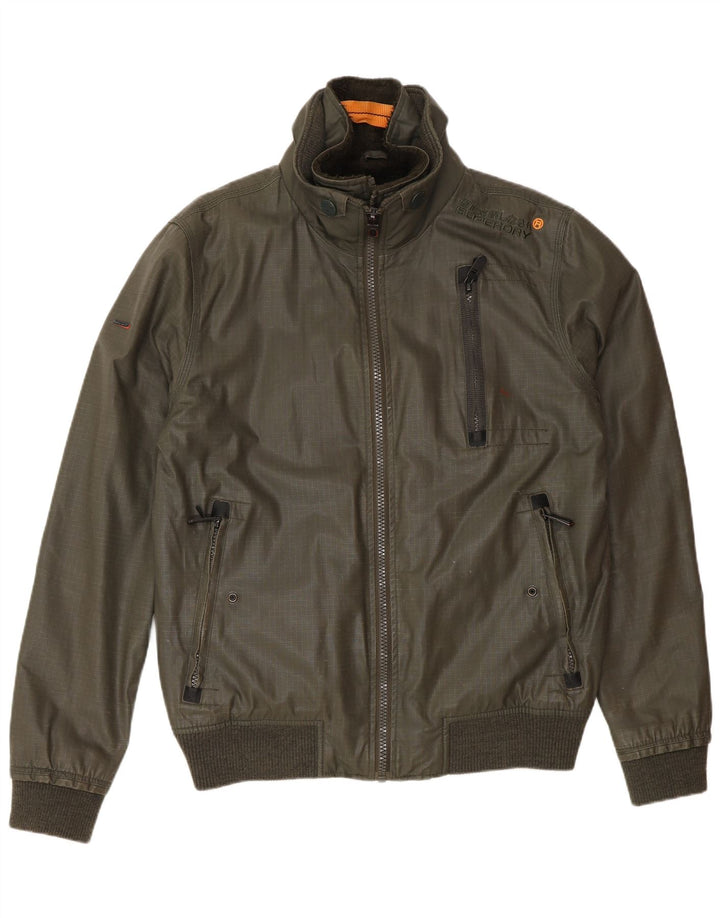 Jaqueta bomber masculina Superdry UK 40 grande algodão cáqui