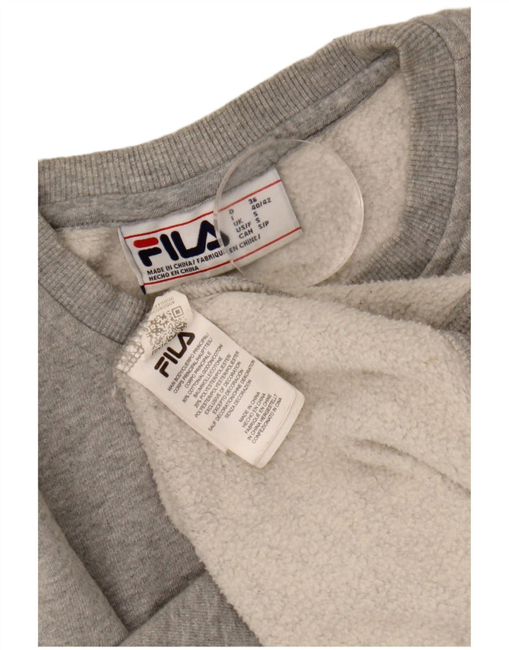 Fila moletom feminino oversized jumper UK 10 pequeno algodão cinza