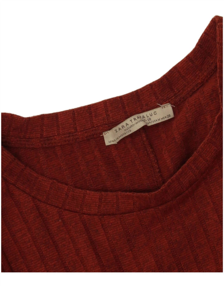 Zara Womens Trafaluc Túnica Oversized Assimétrica Top Reino Unido 14 Médio Marrom