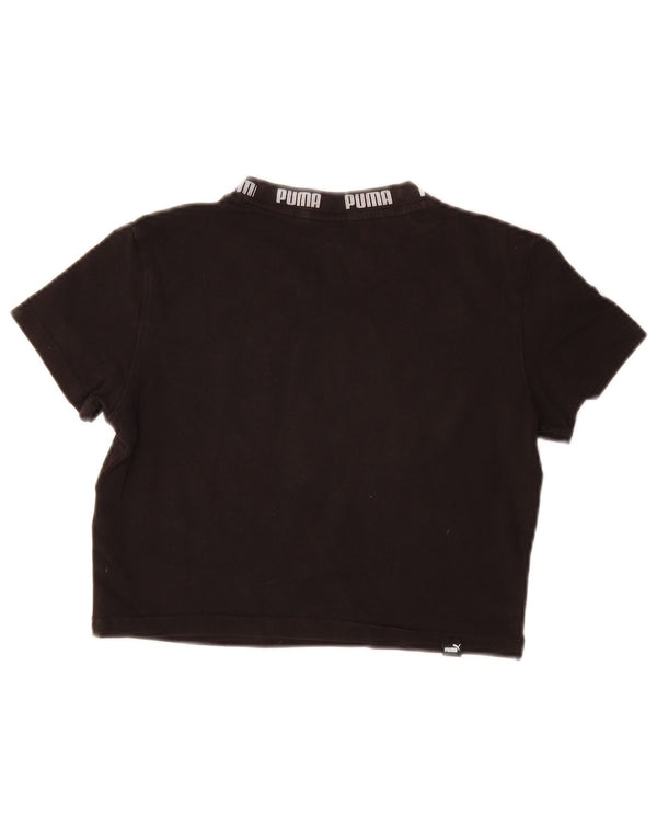Camiseta feminina Puma Crop Graphic Top UK 10 pequena algodão preto