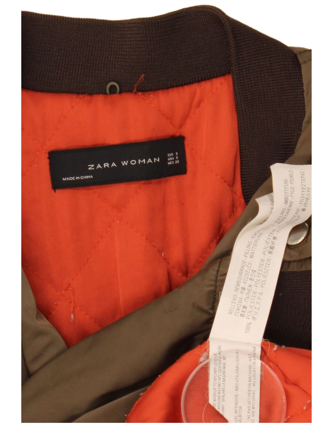 Zara Womens Bomber Jacket UK 10 Pequeno Poliéster Cáqui
