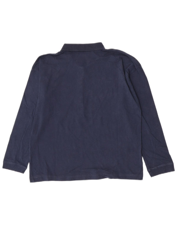 Camisa polo feminina de manga comprida Crew Clothing UK 12 azul marinho médio