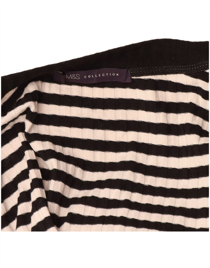 Top feminino Marks & Spencer de manga comprida UK 14 listrado preto grande