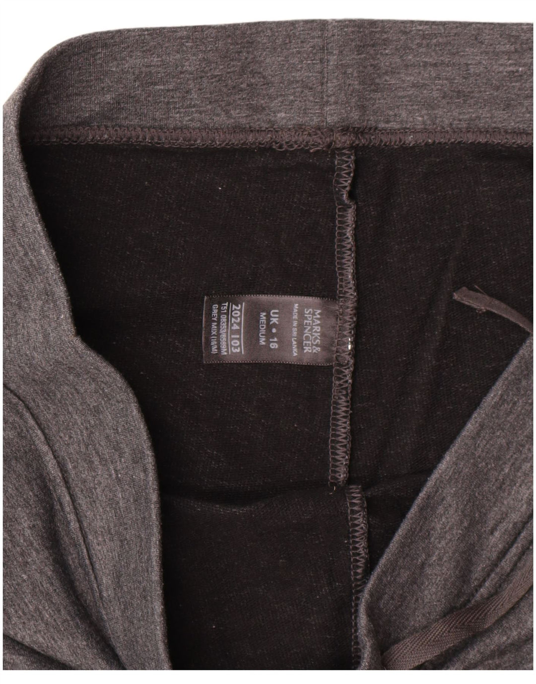 Calça de treino feminina Marks & Spencer Reino Unido 16 grande algodão cinza