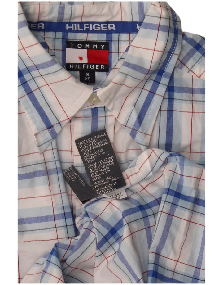 Camisa masculina Tommy Hilfiger 7-8 anos XS azul xadrez algodão