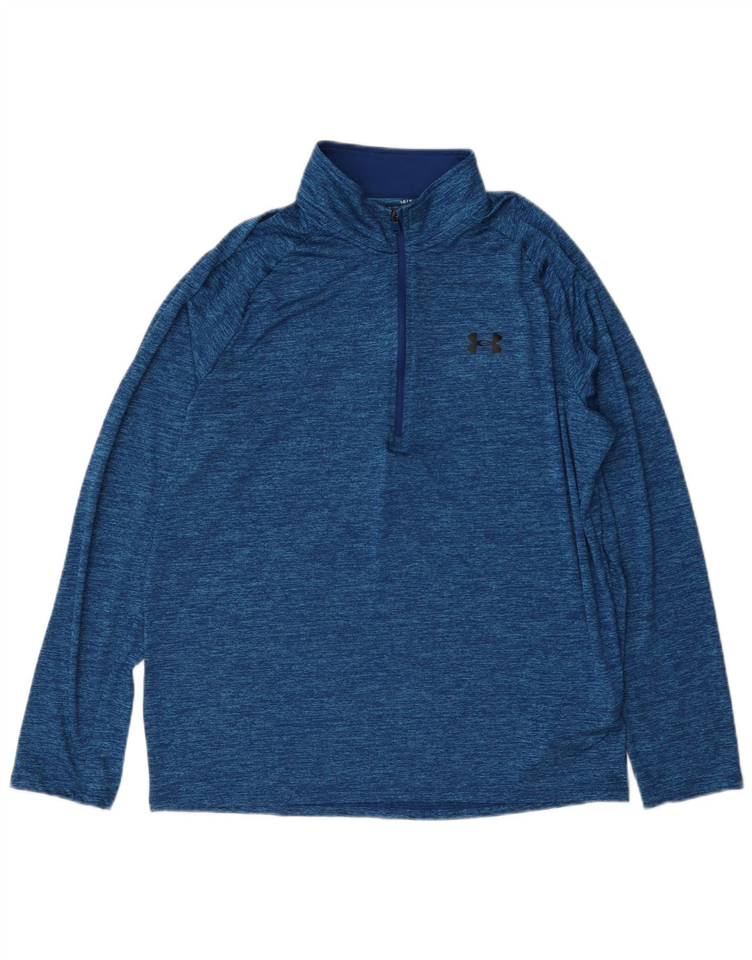 Under Armour Mens Zip Neck Pulôver Treino Top Grande Azul Salpicado