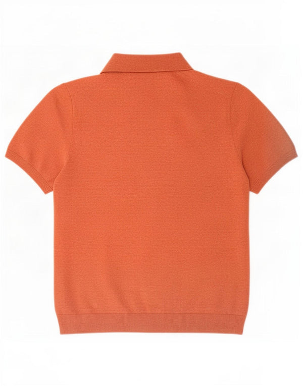Suéter masculino Marks & Spencer de manga curta com gola polo laranja médio