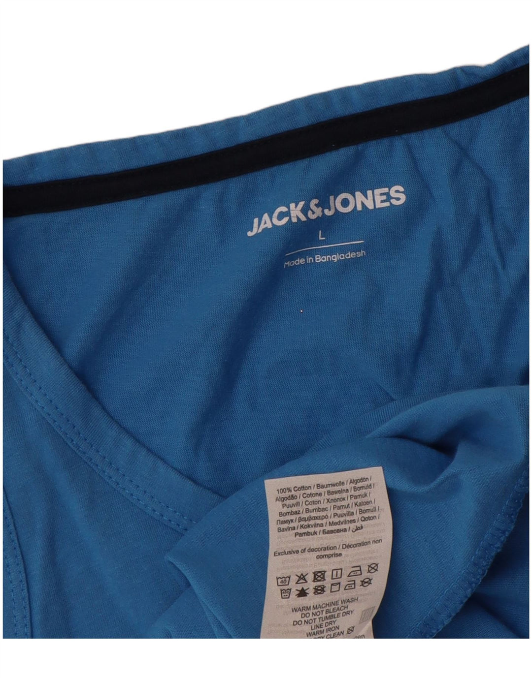 Colete gráfico masculino Jack & Jones Top grande de algodão azul
