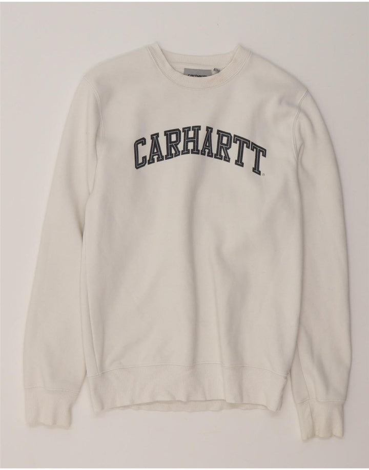 CARHARTT moletom gráfico masculino Jumper XS algodão branco