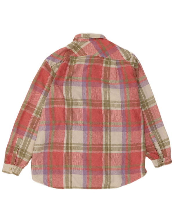 Camisa masculina vintage de flanela grande acrílico xadrez rosa