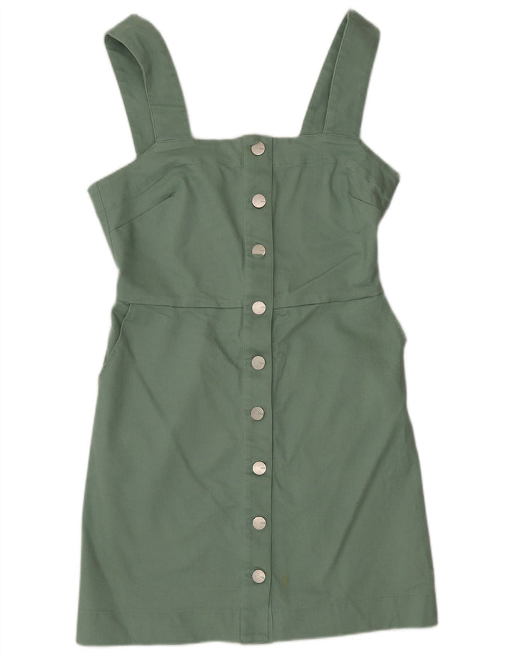 Vestido avental feminino Oasis UK 12 algodão verde médio