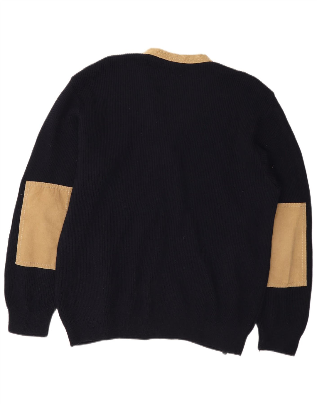 Suéter masculino PAUL & SHARK com decote em V grande lã colorblock azul marinho