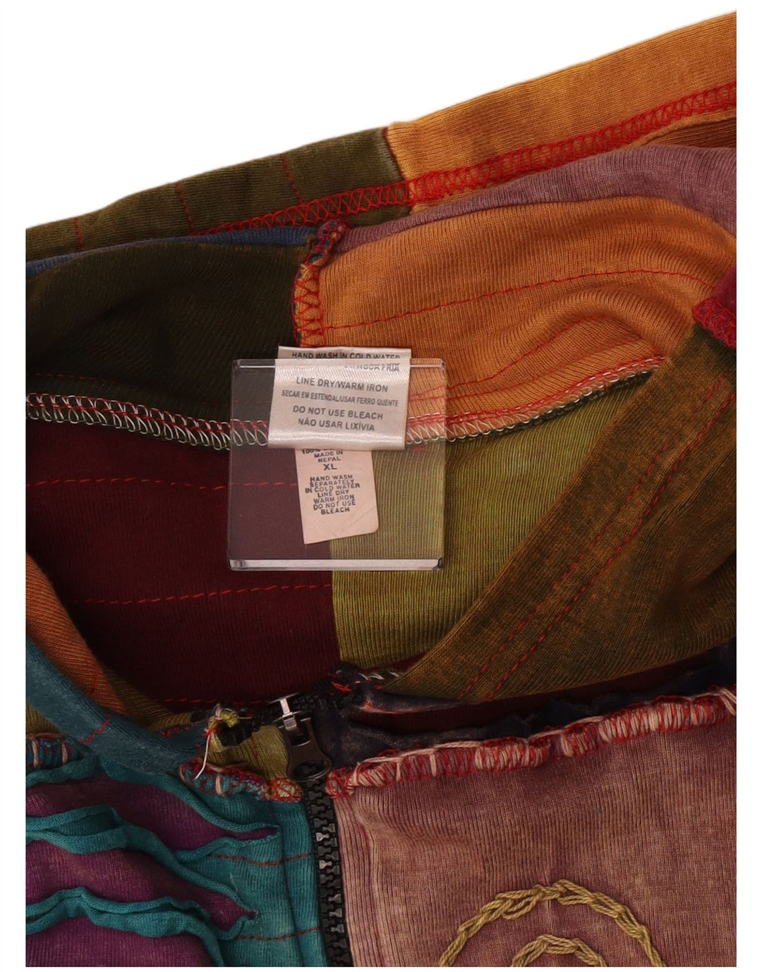 Suéter feminino vintage com capuz e zíper Crazy Pattern Reino Unido 18 XL Bohe multicolorido