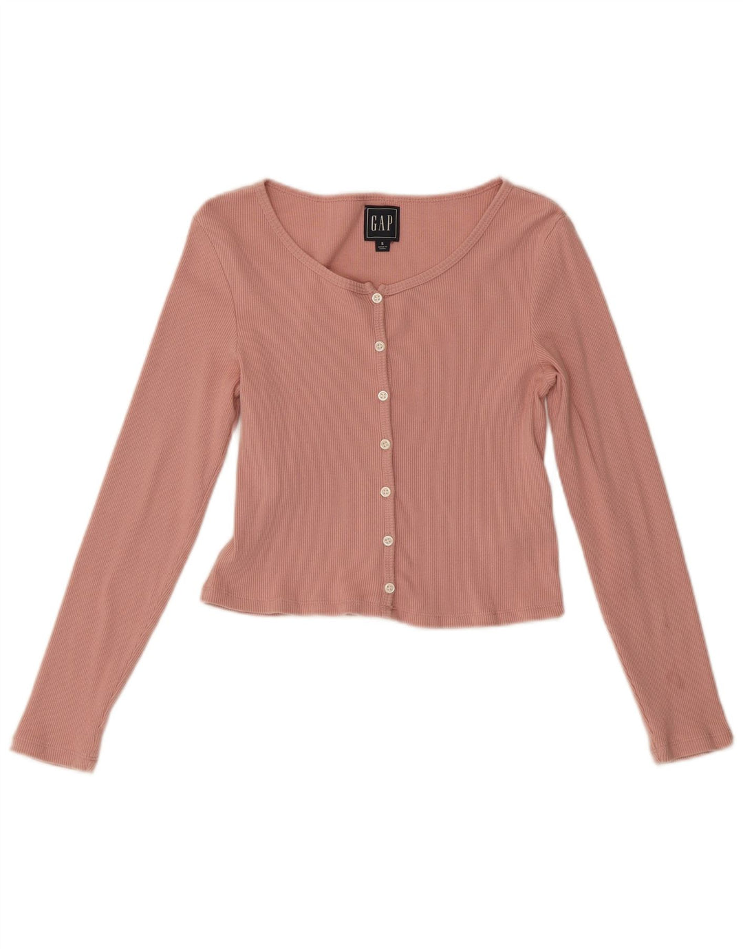 Top cropped feminino Gap manga comprida Reino Unido 8 algodão rosa pequeno