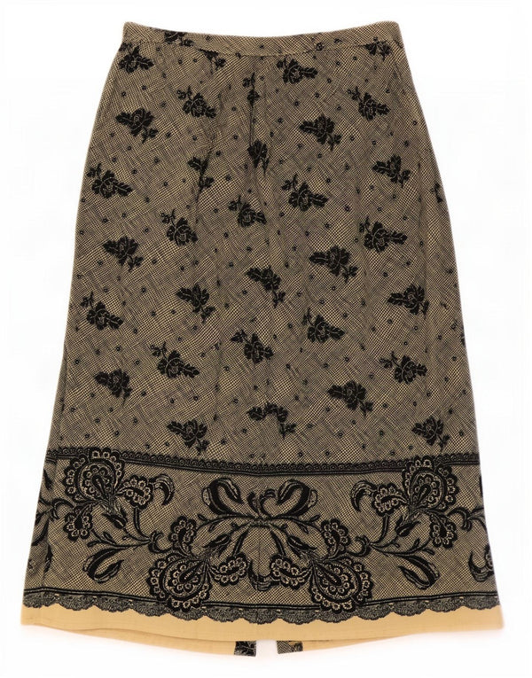 Saia midi feminina Stefanel média W28 bege floral viscose