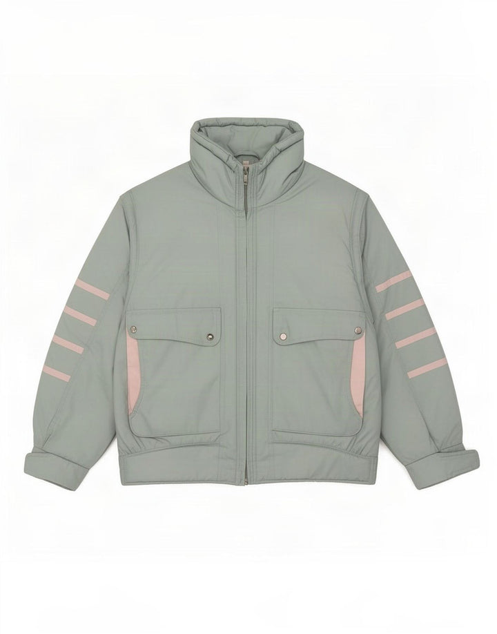 Jaqueta de esqui oversized feminina vintage EU 40 bloco colorido verde médio