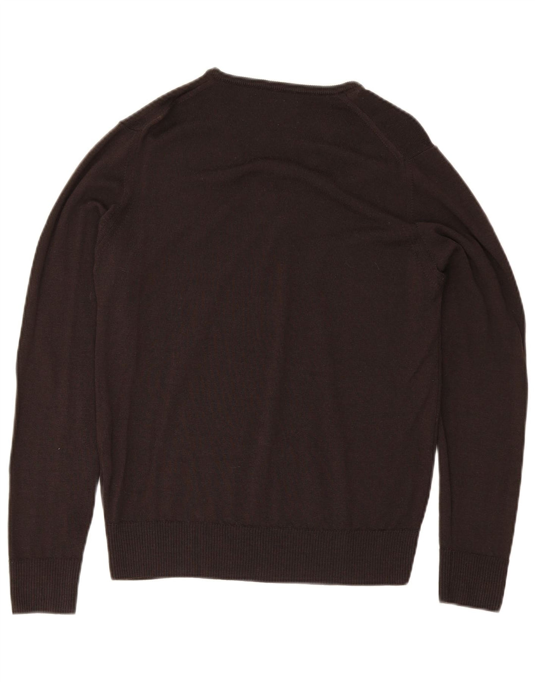 Suéter masculino ZARA com decote em V de lã marrom médio