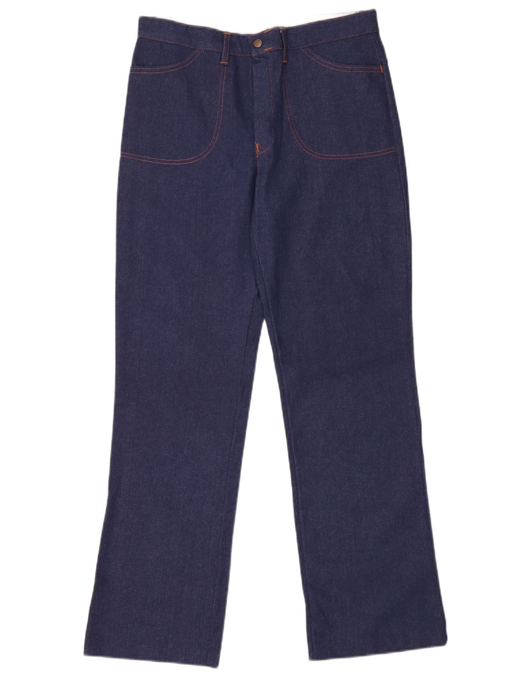 Jeans vintage feminino de perna larga W32 L31 azul marinho