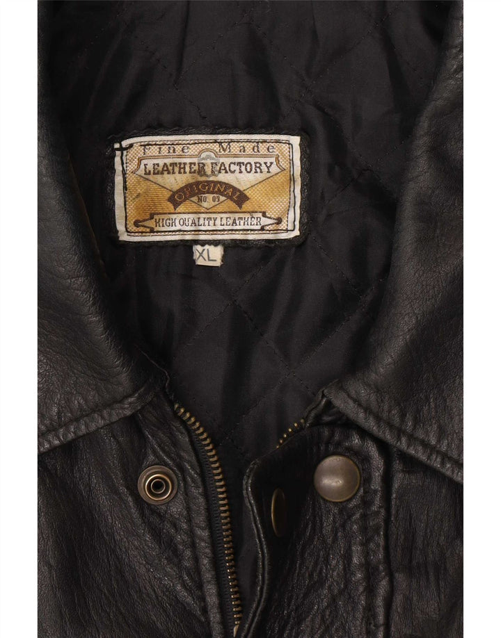Jaqueta de couro masculina vintage UK 42 XL preta