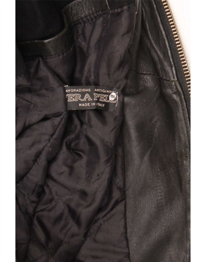 Jaqueta bomber masculina de couro com capuz Aria IT 50 grande preta