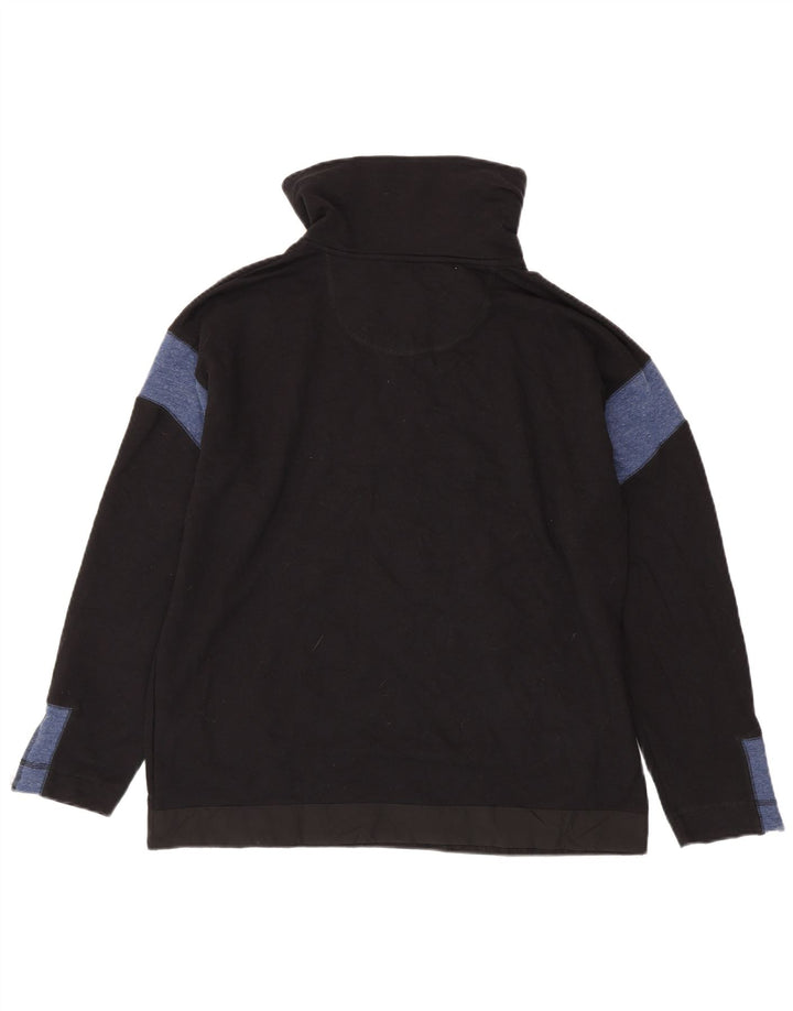 Moletom masculino Nautica com zíper e gola alta, moletom médio preto colorblock algodão