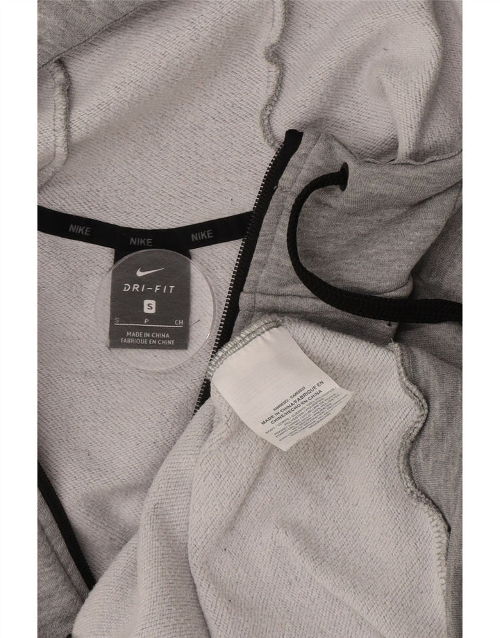 Suéter Nike masculino Dri Fit Zip com capuz pequeno poliéster manchado cinza