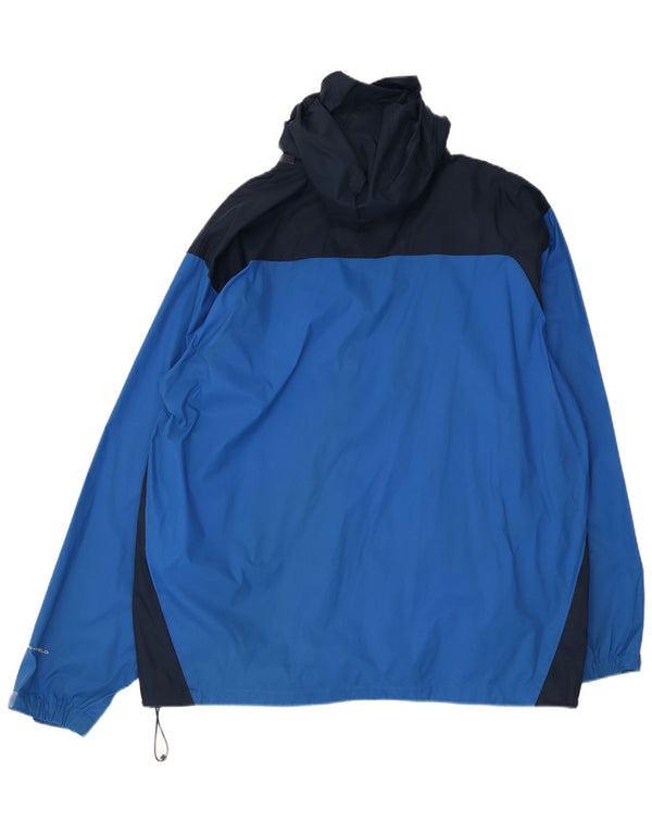 Jaqueta de chuva masculina Columbia com capuz UK 42 XL azul colorblock nylon