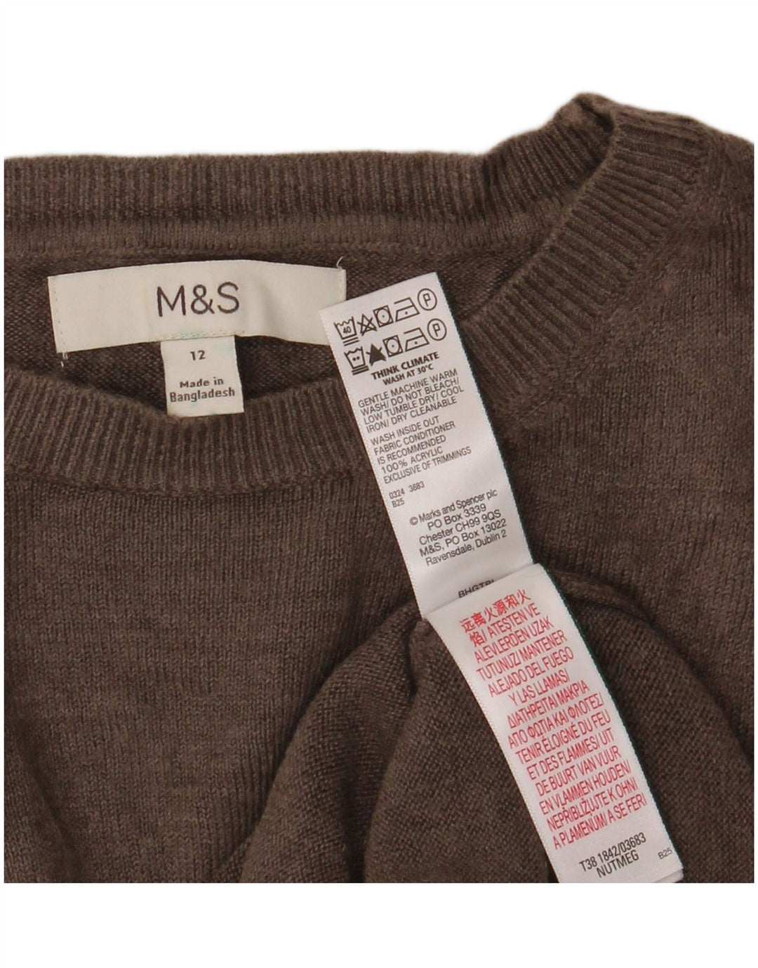 Suéter feminino Marks & Spencer com gola canoa Reino Unido 12 cinza médio acrílico