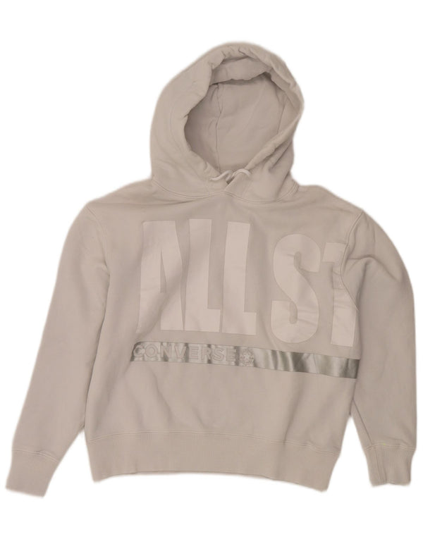 Converse feminino crop gráfico oversized moletom com capuz UK 6 XS algodão cinza