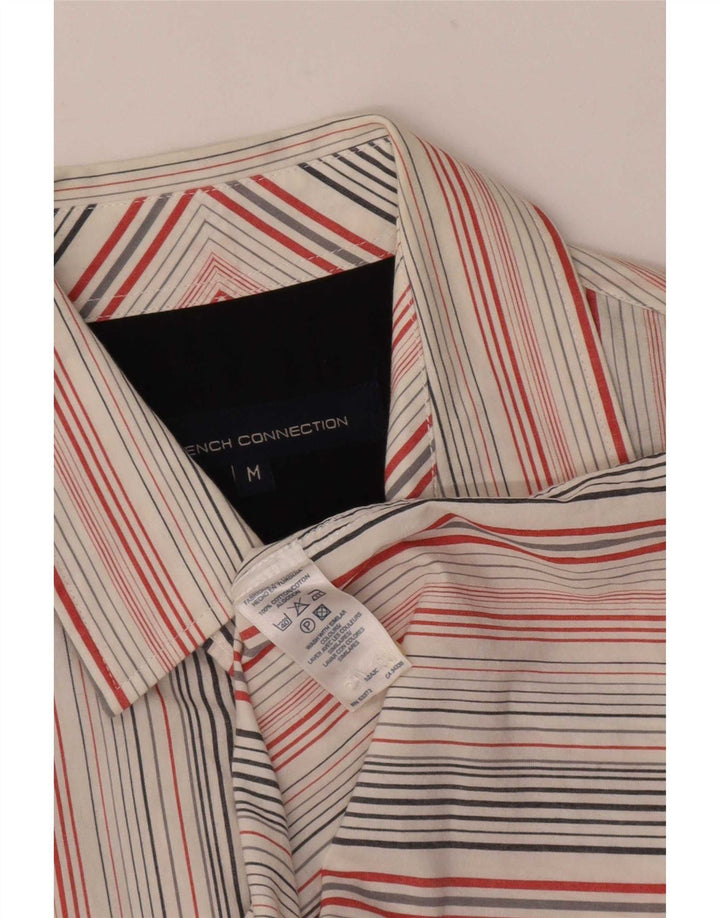 Camisa masculina French Connection de algodão listrado branco médio
