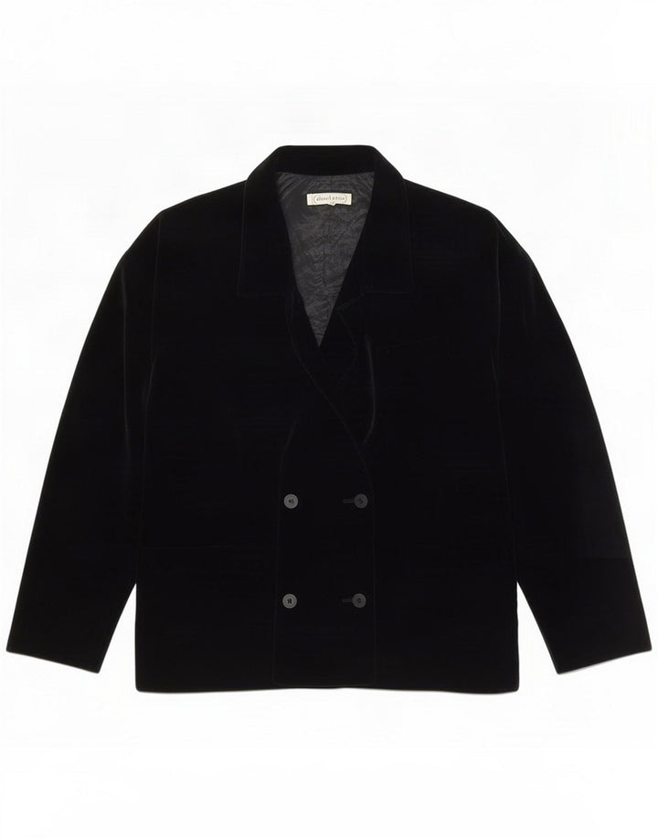 Deni-Cler Jaqueta blazer feminina de veludo com peito duplo IT 42 preto médio