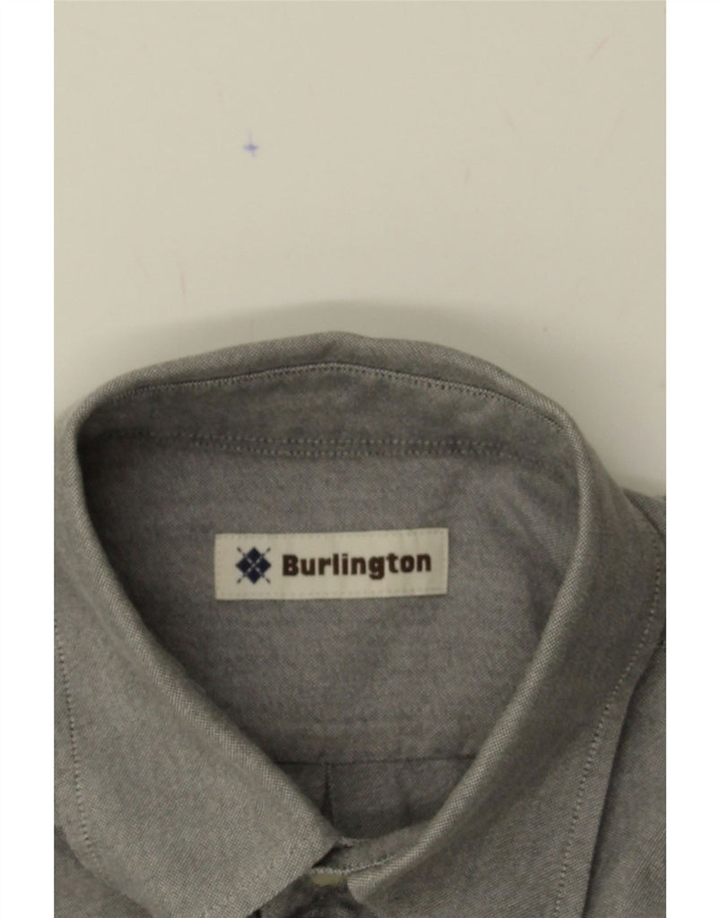 BURLINGTON Mens Shirt Large Grey Cotton Vintage Burlington and Second-Hand Burlington from Messina Hembry 