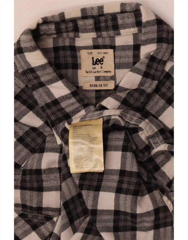 Camisa masculina Lee de flanela de ajuste regular, pequena, preta, xadrez, algodão