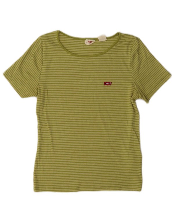 Camiseta feminina Levi's UK 14 algodão listrado verde médio
